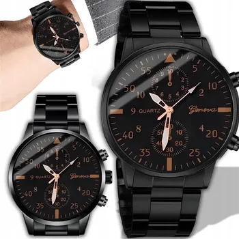 Hodinky Pánské hodinky quartzový analogový černý náramek z ocel