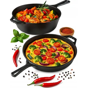 Pánev SET LITINOVÉ PÁNVE 2v1 Tradiční pánev Rendlík 2x 26 cm litinová