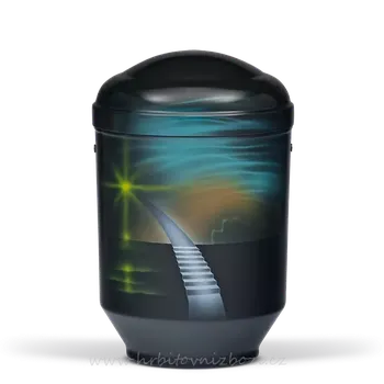 Smuteční dekorace Ocelová urna motiv schody do nebe airbrush