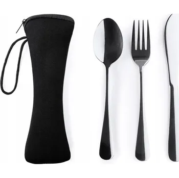 Příbor Sada příborů GOR FACTORY, kempingové příbory 3 ks V POUZDRU na oběd do práce