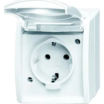 Elektrická zásuvka Zásuvka Bílá 1cestná Termoplast 16A Venkovní IP44 Busch Jaeger - ABB 250 V
