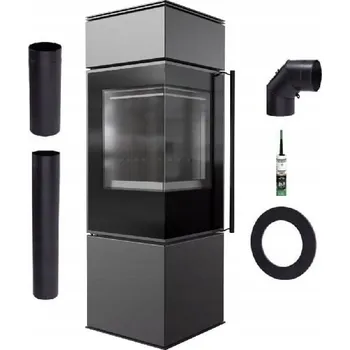 Krbová kamna KAMNA VOLNĚ STOJÍCÍ OCELOVÁ ROHOVÁ KOZA REN S PRAVÁ ČERNÁ