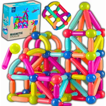 ostatní stavebnice VELKÉ MAGNETICKÉ STAVEBNICE TYČKY MAGNETY XXL 100 Ks