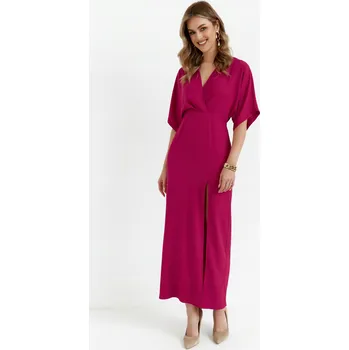 Dámské šaty ŠATY DÁMSKÉ VEČERNÍ LETNÍ MAXI S ROZPARKEM ŠVESTKOVÉ 42 XL