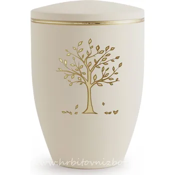 Smuteční dekorace Ocelová urna Melina krémová se stromem