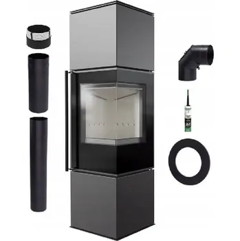 Krbová kamna VOLNĚ KAMNA OCELOVÁ ROHOVÁ KAMNÁŘE REN M PRAVÁ SADA