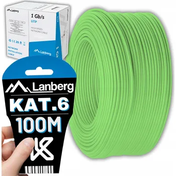Síťový kabel SÍŤOVÝ KABEL KROUCENÁ DVOULINKA LAN RJ45 UTP KAT.6 CAT.6 100M RYCHLÝ LANBERG