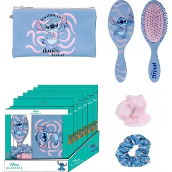 Kosmetická sada Stitch - Sada 3v1 kosmetická taštička, gumička, kartáč - 86011