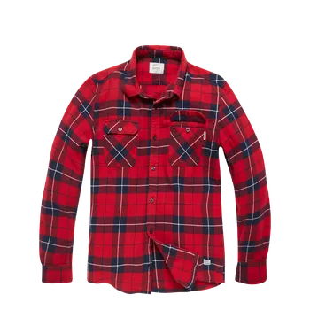 Pánská móda Košile Sem Flannel Vintage Industries kostkovaná - Červená Velikost: 3XL