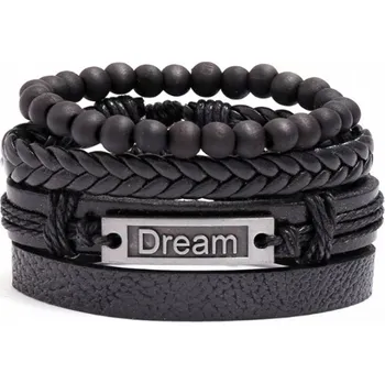 Náramek Pánský Náramek Dream Pletený 18-22cm Sada 4x