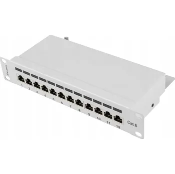 Patch panel PATCH PANEL KEYSTONE DO RACKOVÉ SKŘÍNĚ 12 PORTŮ 1U 10" PALCŮ KAT.6 FTP LANBERG