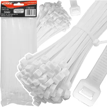 Stahovací páska Stahovací pásky 3,6x200 mm bílé 100 ks, Verke V86403