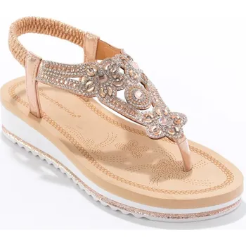Dámské sandále Sandály se štrasem, na klínku růžovozlatá 38