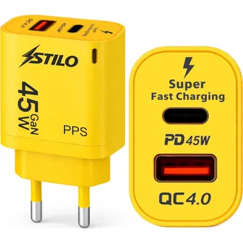 RYCHLÁ SÍŤOVÁ NABÍJEČKA USB TYP-C GaN 45W QC 4.0 PD PRO TELEFON, 2 PORTY