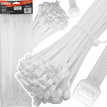 Stahovací páska Stahovací pásky 4,8x300 mm bílé 100 ks, Verke V86407