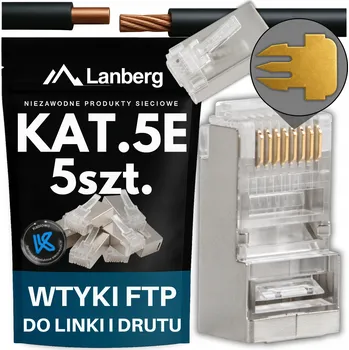 Síťový kabel RJ45 Konektor Síťový pro Lanko/Drát, Koncovky, Zástrčky 5ks FTP CAT5E LANBERG