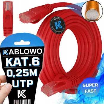 Síťový kabel KABEL LAN Síťový RJ45 CCA Ethernet Kat.6 CAT U/UTP 0,25m LANBERG