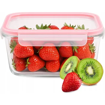 Dóza na potraviny SKLENĚNÝ OBĚDOVÝ BOX NÁDOBA NA POTRAVINY ŽÁRUVZDORNÁ S VÍKEM OBDÉLNÍKOVÁ 950ml