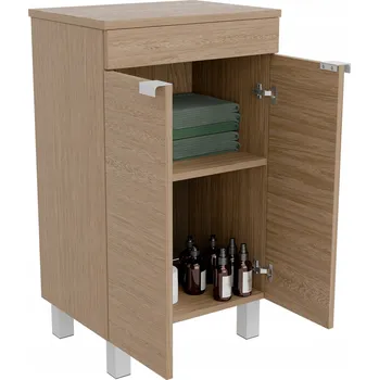 Koupelnový nábytek Koupelnová skříňka pod umyvadlo s deskou, stojící na nožičkách, dub, police 50x46 cm