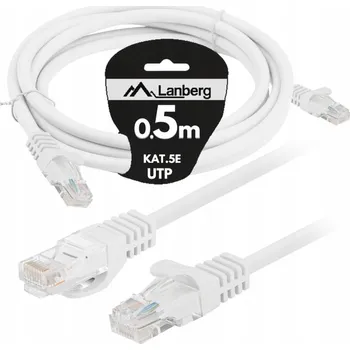Síťový kabel SÍŤOVÝ KABEL LAN RJ45 CCA ETHERNET CAT.5E CAT U/UTP 0,5M LANBERG