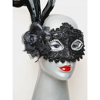 Karnevalová maska Stylová škraboška – černá karnevalová maska s lesklým efektem