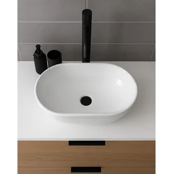 Umyvadlo Erga Della, umyvadlo na desku 475x340x140 mm, bílá lesklá, ERG-V03-DELLA48-WH