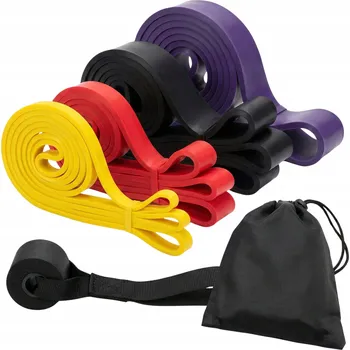 Odporové gumy na cvičení sada 4 Power Band 2-39 kg pro shyby s úchytem