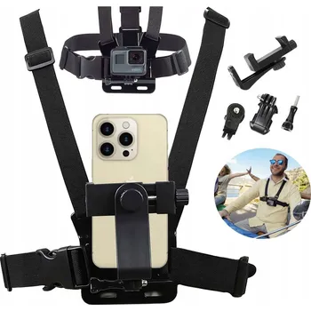 Příslušenství pro videokameru NASTAVITELNÝ DRŽÁK/POPRUH NA HRUDNÍK PRO KAMERY GOPRO A TELEFONY + OTOČNÝ KLIP