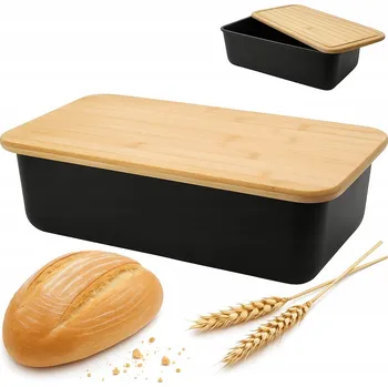 chlebník Chlebník s prkénkem Brunbeste hnědý, černý bambus