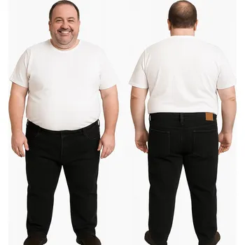 Pánské kalhoty VEL.44 Pánské JEANSY klasického střihu černé TAKEO PLUS SIZE