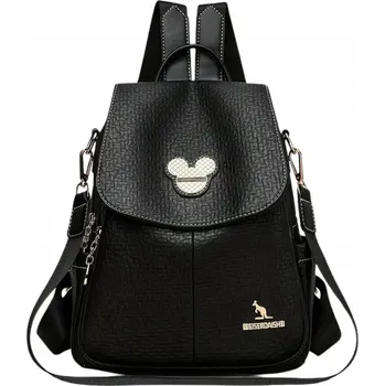 Kabelka Plecak damski czarny myszka skórzany elegantní městský 2v1 kabelka přes rameno