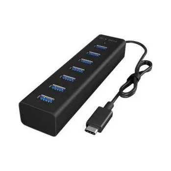 USB hub Rozbočovač USB 3.0 IB-HUB1700-U3, standard: USB 3.0, počet portů USB: 7 Externí napájecí adaptér, typ USB: USB A ICY BOX