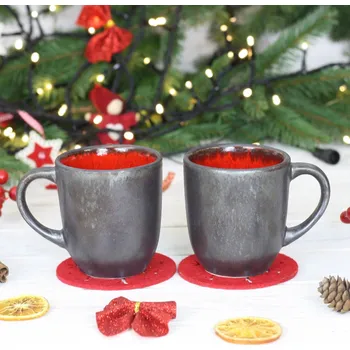 Dva hrnky Bel 300ml, barva Rubín, v dárkové Krabička