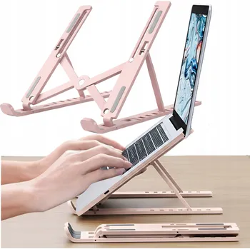 SKLÁDACÍ STOJÁNEK POD TABLET / NOTEBOOK, PEVNÝ A NASTAVITELNÝ, RŮŽOVÝ