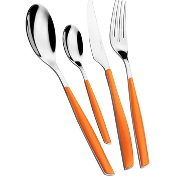 Příbor BUGATTI Glamour 24 ks oranžová - nerezová sada příborů pro 6 osob