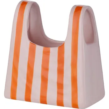 Váza Butlers SHOPPING BAG Váza pruhy - oranžová