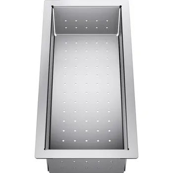 Pánev Multifunkční mísa Blanco je všestranný kuchyňský doplněk navržený tak, aby vám zpříjemnil vaření a mytí. Je vyrobena z vysoce kvalitní nerezové oceli a má rozměry 417 x 197 mm, takže je ideální pro různé úkoly, jako je oplachování ovoce a zeleniny, namáče