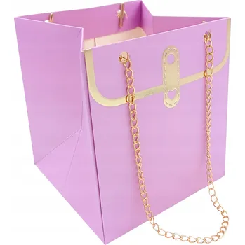 Kabelka Fialová valentýnská mini kabelka se zlatým řetízkem - ideální jako dárek