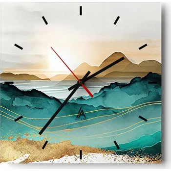Hodiny Nástěnné hodiny do kuchyně 30x30 Krajina Stylové hodiny na skle Loft Tiché