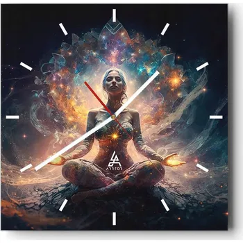 Hodiny Nástěnné hodiny do kuchyně 30x30 Meditace Stylové hodiny na skle Loft Tiché