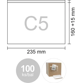 Obálka Obálka C5 transportní / průhledná 235 x 160 + 15 mm, bal / 100 ks