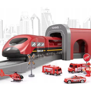 Vláček a vláčkodráha ELEKTRICKÁ VLÁČKODRÁHA PENDOLINO VLAK DRÁHA HASIČI SADA 66EL WOOPIE