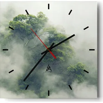 Hodiny Nástěnné hodiny do kuchyně 30x30 Les Stylové hodiny na skle Loft Tiché