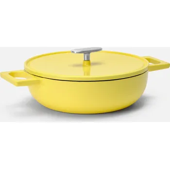 Pánev Tegame pánev Mattia 3.0, ø 26 cm - Smaltovaná litinová pánev s poklicí, lesklá máslově žlutá