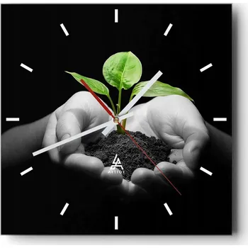 Hodiny Nástěnné hodiny do kuchyně 30x30 Natura Stylové hodiny na skle Loft Tiché