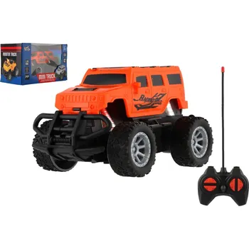 autíčko Auto RC mini truck plast 12cm 27MHz na baterie se světlem oranžové v krabici 18x11,5x10cm