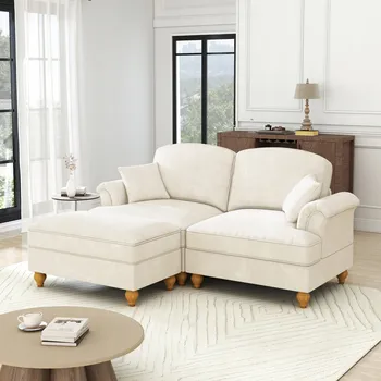 Pohovka Rozkládací pohovka Gutent 194 x 140 cm látka bílá