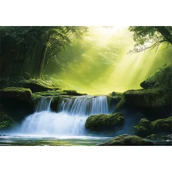 Fototapeta FOTOTAPETA VODOPÁD 3D LES KRAJINA NA ZEĎ LOŽNICE OBÝVACÍ POKOJ 350x250