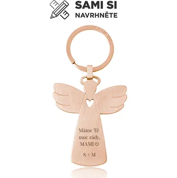 Klíčenka s vlastním motivem Anděl růžové zlato