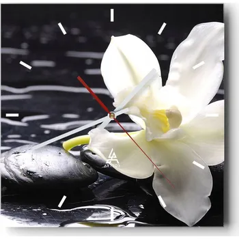 Hodiny Nástěnné hodiny do kuchyně 30x30 Květiny Stylové hodiny na skle Loft Tiché